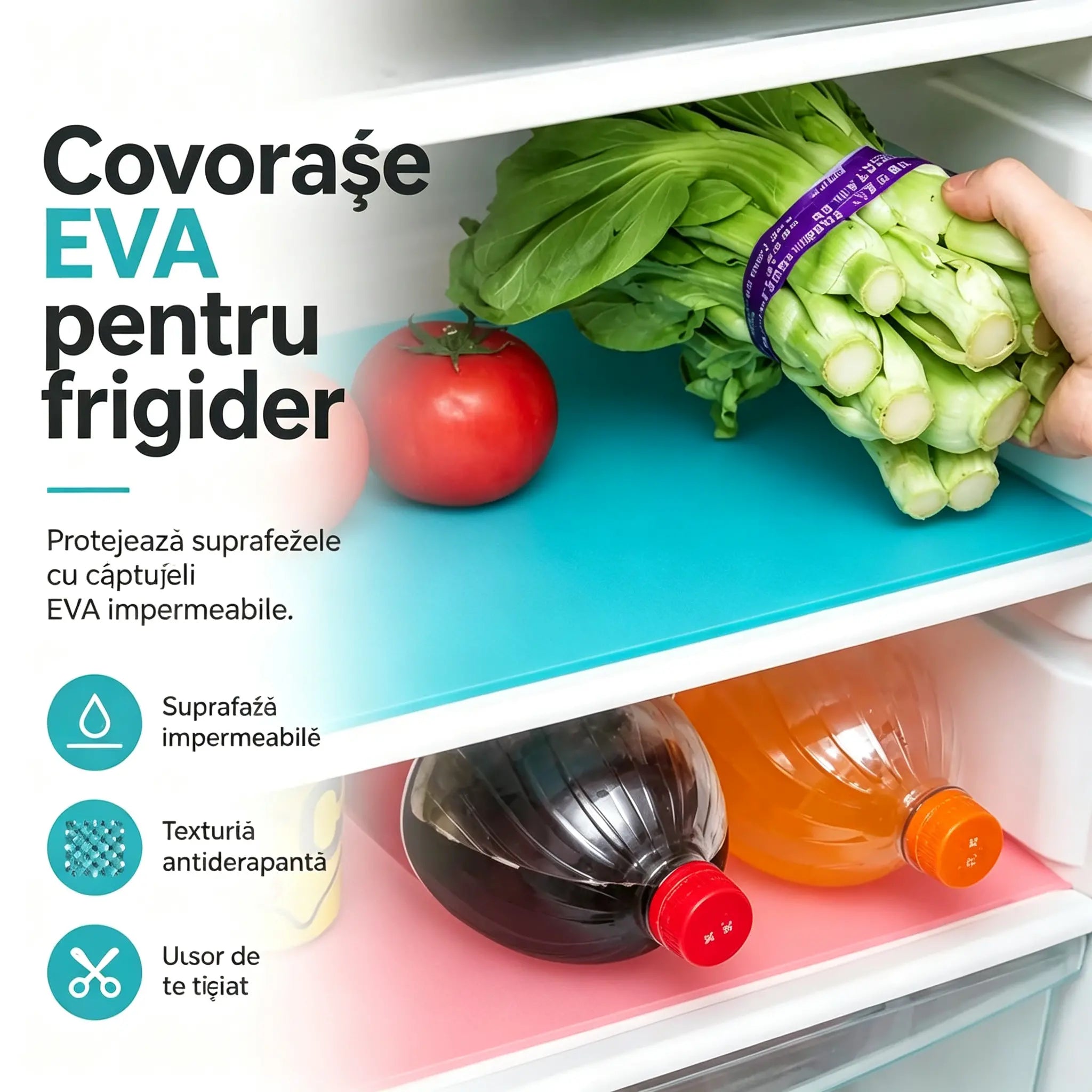 8 bucăți 119 lei - 🧊🛡️ Protecții impermeabile pentru rafturile frigiderului — Antiderapante, ușor de curățat și sigure pentru alimente — Mențin rafturile ordonate și proaspete ✨