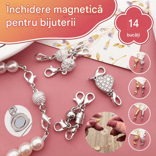 🙍✨Set de 14 piese cu brățară și colier cu fermoar magnetic în formă de inimă💐