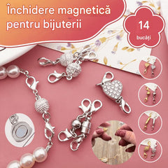 🙍✨Set de 14 piese cu brățară și colier cu fermoar magnetic în formă de inimă💐