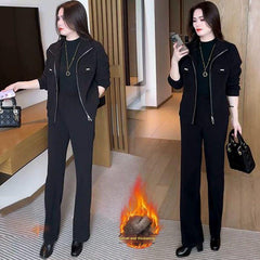 🏆【Pantaloni + Jacheta】【M-4XL】🔥Nou costum de iarnă din catifea îngroșat din două piese pentru femei