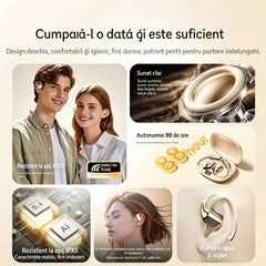 🔋Căști Bluetooth wireless fără ureche încorporată, cu cârlig pentru ureche și conducție osoasă🎙️🎧