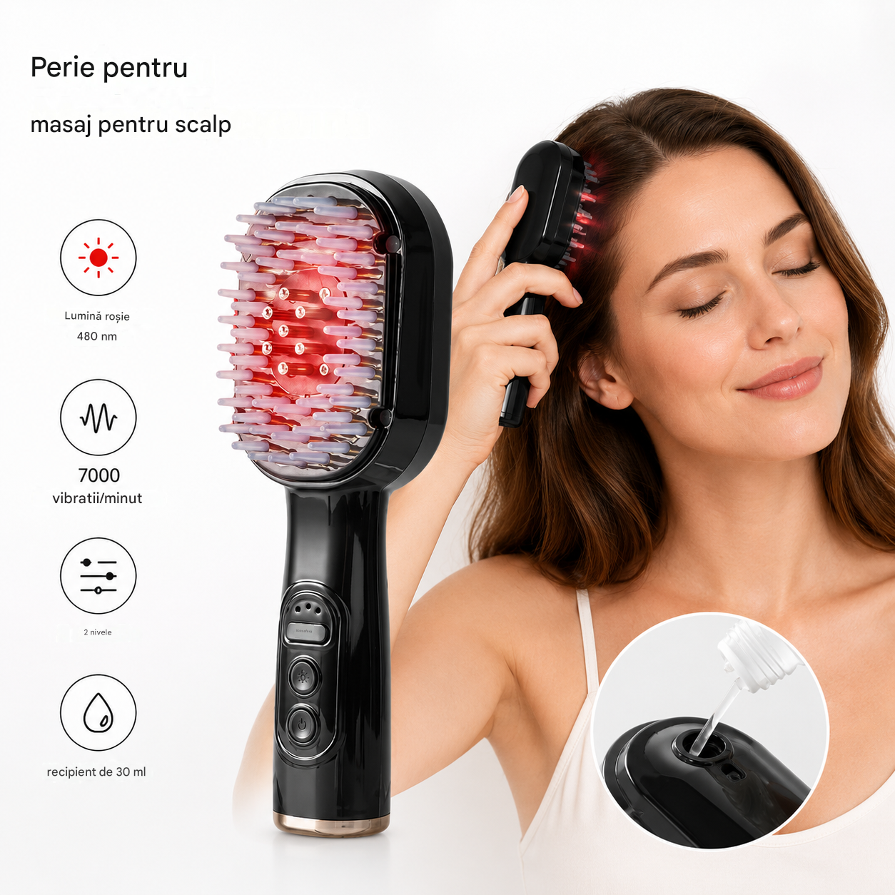 💆‍♀️Pieptene pentru masajul scalpului, aplicator multifuncțional pentru uleiuri esențiale și dispozitiv pentru stimularea creșterii părului