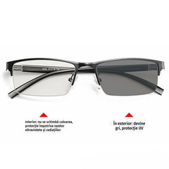 👓✨🔥Ochelari de soare fotocromatici metalici cu rame semi-rame, ochelari de vedere cu blocare a luminii albastre, ochelari de soare pentru șoferi
