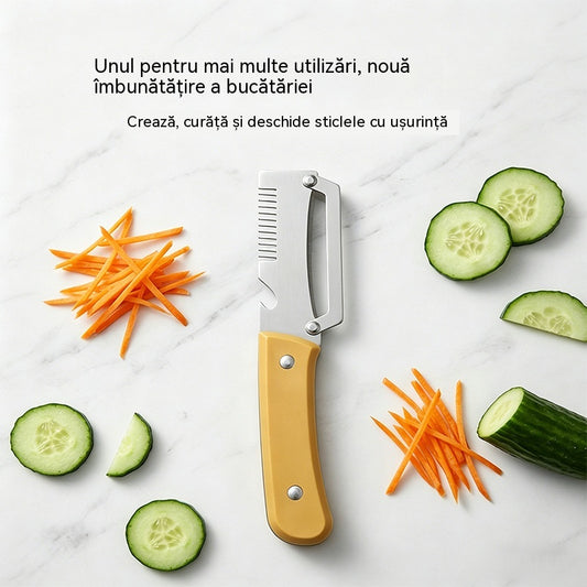 ✅【Cumpărați 1 obțineți 1 gratuit】2 buc🧅🔪Curățător de bucătărie multifuncțional 3 în 1: Curățează, taie și deschide sticle!🔥