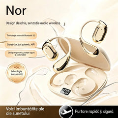 🔋Căști Bluetooth wireless fără ureche încorporată, cu cârlig pentru ureche și conducție osoasă🎙️🎧