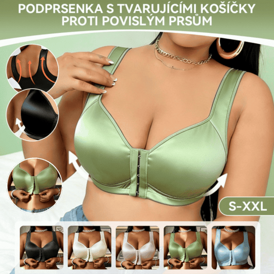 😍👙【Pachet de 3】 [40-100 kg] Sutien lifting fără armătură pentru femei, mărime plus, cu închidere frontală, previne lăsarea sânilor