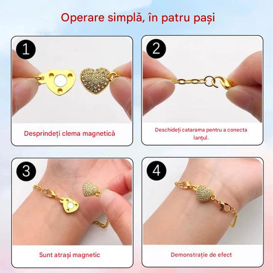🙍✨Set de 14 piese cu brățară și colier cu fermoar magnetic în formă de inimă💐