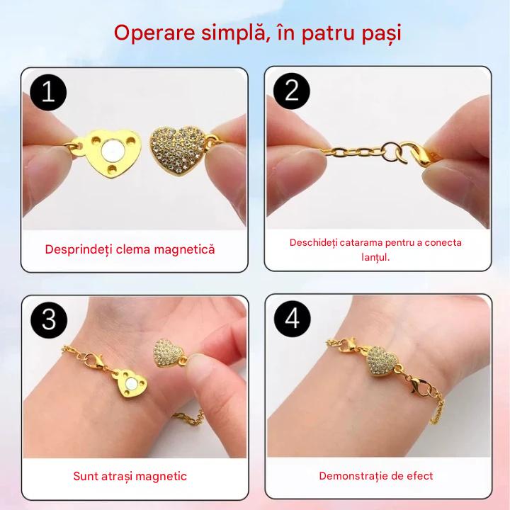 🙍✨Set de 14 piese cu brățară și colier cu fermoar magnetic în formă de inimă💐