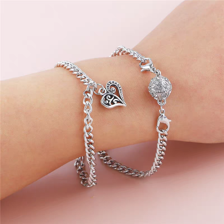 🙍✨Set de 14 piese cu brățară și colier cu fermoar magnetic în formă de inimă💐