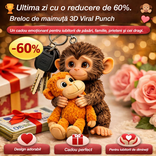 🏆Ultima zi cu o reducere de 60% - 🐵 Breloc Viral Punch 3D Maimuță 💕🎁Un cadou emoționant pentru iubitorii de animale, familie, prieteni și cei dragi.