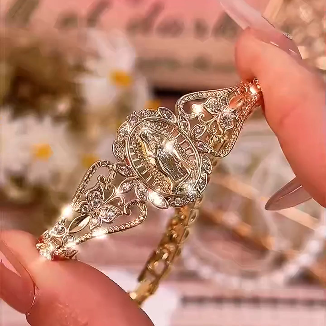 Brățară Fecioara Maria pentru femei, placată cu aur de 14K, hipoalergenică, nu se decolorează, bijuterie modernă și elegantă