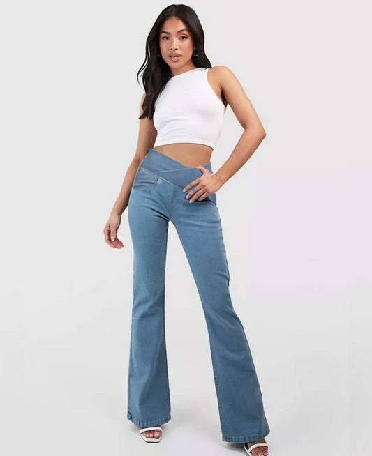 👖【XS-4XL】Blugi cu talie înaltă, croi încrucișat, super elastici