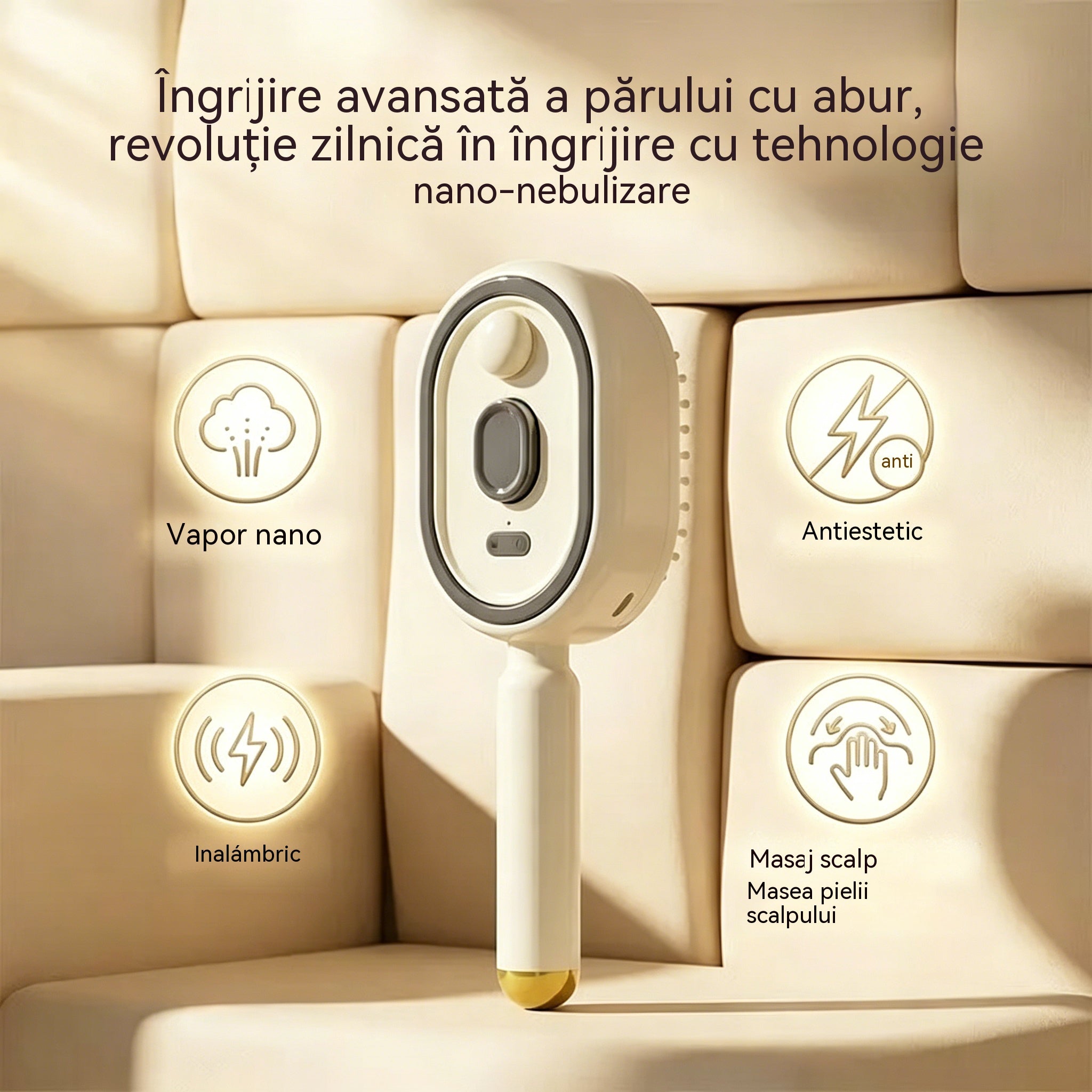 ⚡💨 Pulverizator electric cu pieptene de masaj și pernă