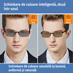 👓✨🔥Ochelari de soare fotocromatici metalici cu rame semi-rame, ochelari de vedere cu blocare a luminii albastre, ochelari de soare pentru șoferi