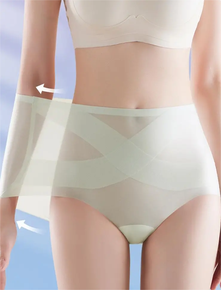 🔥【Set de 6】Ultima zi – Reducere de 50% – Chiloți noi, fără cusături, cu talie înaltă și efect de modelare a abdomenului (material „Ice Silk”)