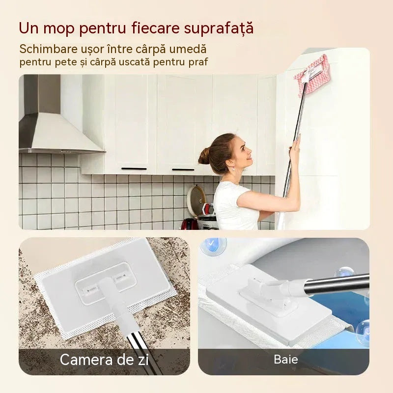 🔥[Set de 4 piese] Mop multifuncțional cu clemă de pânză, nou tip de mop de uz casnic care nu necesită spălare