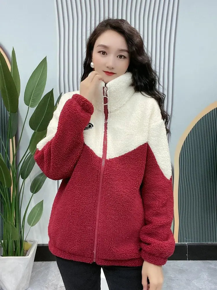 🔥【M-4XL】🐏Jachetă de iarnă fleece, jachetă de bumbac, geacă de bumbac îngroșată din lână de miel, jachetă caldă