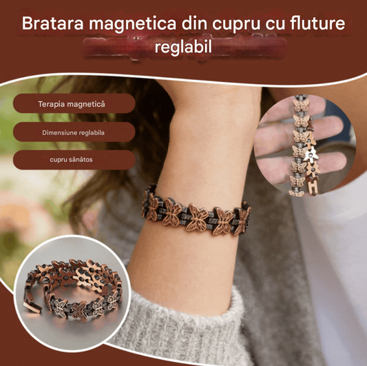 🦋✨ Brățară magnetică ajustabilă din cupru cu fluture. Elegantă și confortabilă, potrivită pentru orice ocazie. 💖
