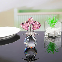 🌹Vază decorativă din cristal conservat, cu trandafir