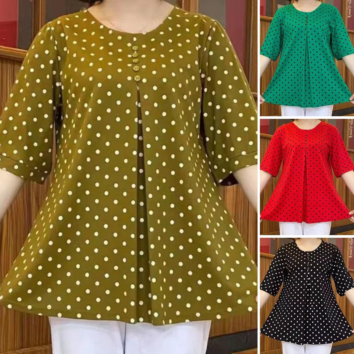 💞[L-5XL] 2026 Camasa noua cu imprimeu cu buline de toamna