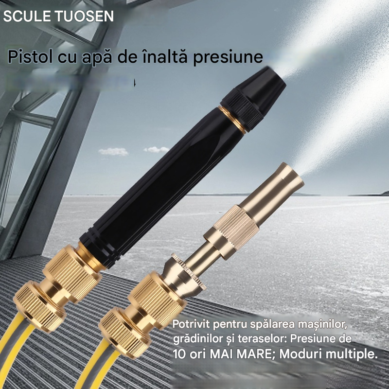 🚿 50% REDUCERE PENTRU O PERIOADĂ LIMITATĂ! 💧 Pistol cu apă de înaltă presiune – Spălătorie auto, Grădină, Presiune de 10 ori mai mare, Moduri multiple ⚡