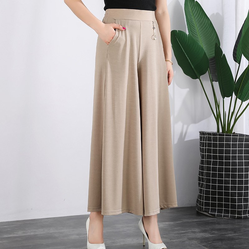 ❤️【M-5XL】2026 Pantaloni noi de dama de vară picioare late mătase de gheață până la glezne