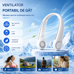 💨 Ventilator de aer condiționat cu gât – Extrem de silențios, portabil și rotativ la 360° – Ideal pentru vară🌞