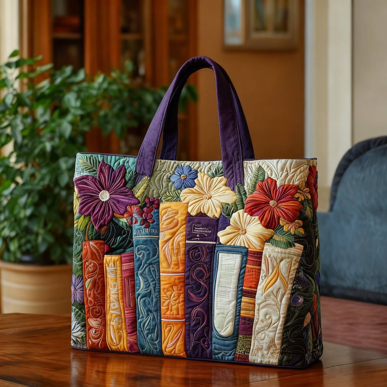 🔥👜Geantă tote cu model floral (43 cm lățime, 40 cm înălțime)