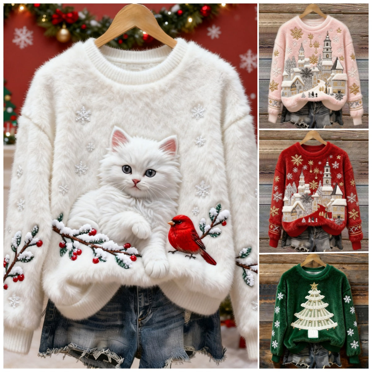 🔥 Bluză damă de Crăciun din flanel, decorată cu diverse modele elegante!