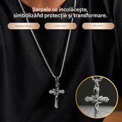 ✝【Cumpără 1, primești 1 gratuit】Colier cruce șarpe din argint