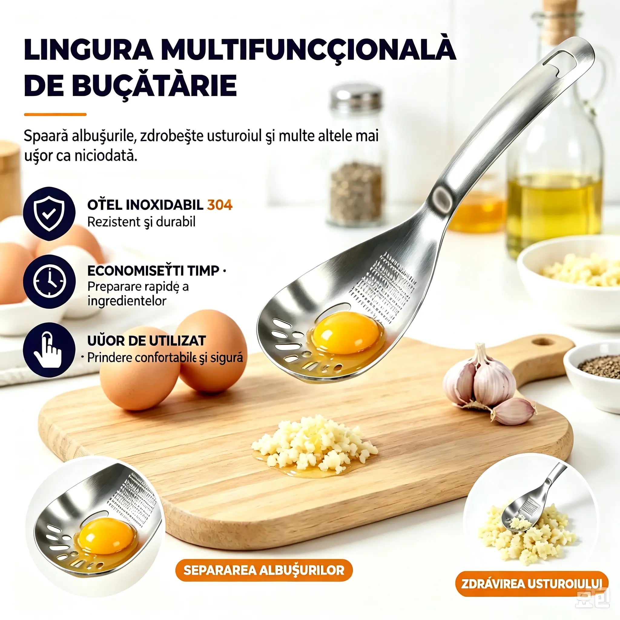 🔥50% reducere🔥🥄【Cumpărați 1 obțineți 1 gratuit】Lingură și strecurătoare multifuncționale din oțel inoxidabil 304