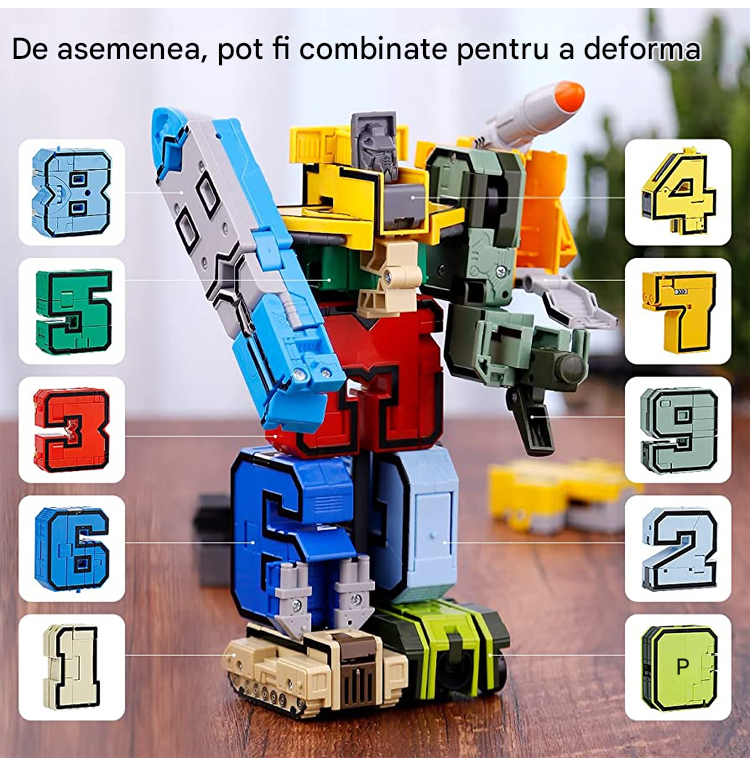 🔫【🏆Cel mai vândut produs🔥】👾 Puzzle pentru copii cu o combinație de litere și cifre, o jucărie educativă sub formă de robot transformabil.