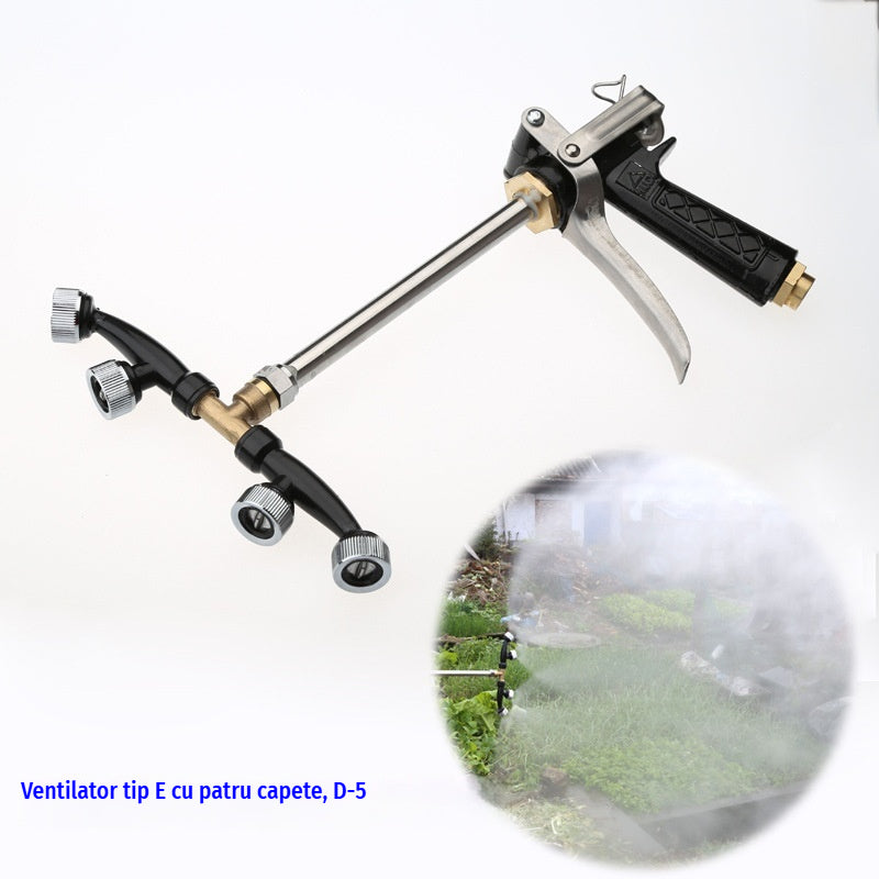 💦💦Noul pistol de pulverizare cu ceață fină și zonă largă este echipat cu patru duze în formă de evantai din oțel inoxidabil rezistent la rugină.