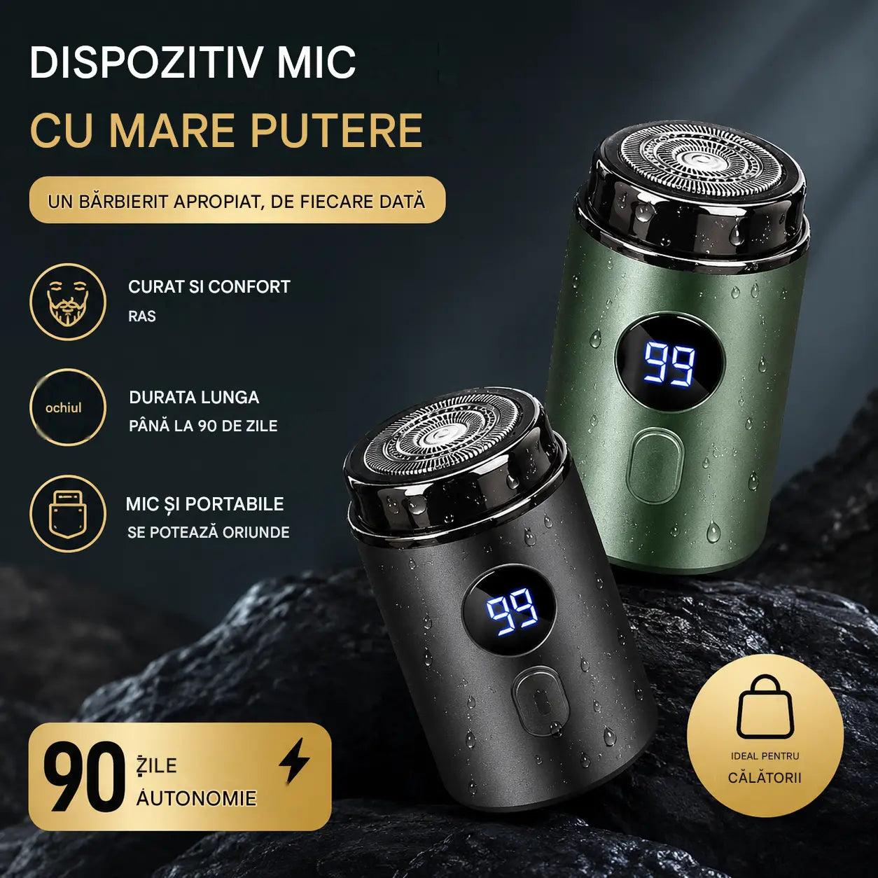 🔥Ofertă de top: 50% REDUCERE🔥Aparat de ras electric mini puternic pentru bărbați, cu ecran digital