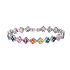 💖Cel mai mic preț pentru o perioadă limitată💎Brățară populară cu trifoi cu patru foi, zirconiu colorat și diamant integral, brățară de lux în stil european și american