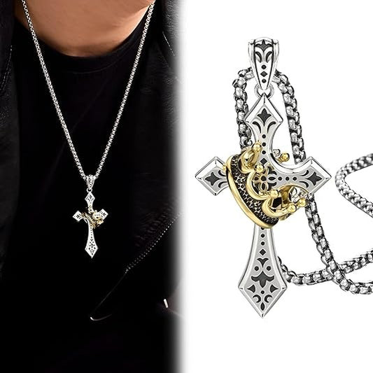 【Cumpărați 1 obțineți 1 gratuit】👑✝️ Colier vintage cu coroană în formă de cruce – simbolizând credința, puterea și protecția zilnică.