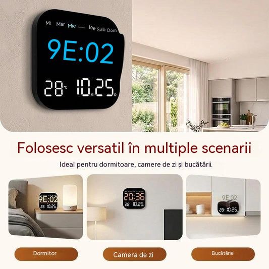 🕰️ Ceas digital cu dublă utilizare pentru acasă/birou: Trezește-te cu ușurință și spune adio ceasurilor deșteptătoare enervante! Luminozitate reglabilă, funcționare silențioasă și afișare a temperaturii.