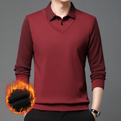 【M-4XL】Cămașă POLO fals din două piese cu dungi patchwork