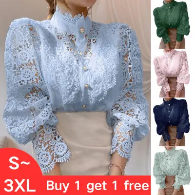 💘Cumpără 1 primești 1 gratis😍【S-3XL】2026 cămașă nouă din dantelă cu flori goale