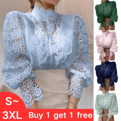 💘Cumpără 1 primești 1 gratis😍【S-3XL】2026 cămașă nouă din dantelă cu flori goale