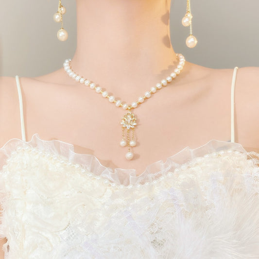 🥰🔥Colier elegant, asortat cu o claviculă cu perle