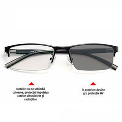 👓✨🔥Ochelari de soare fotocromatici metalici cu rame semi-rame, ochelari de vedere cu blocare a luminii albastre, ochelari de soare pentru șoferi