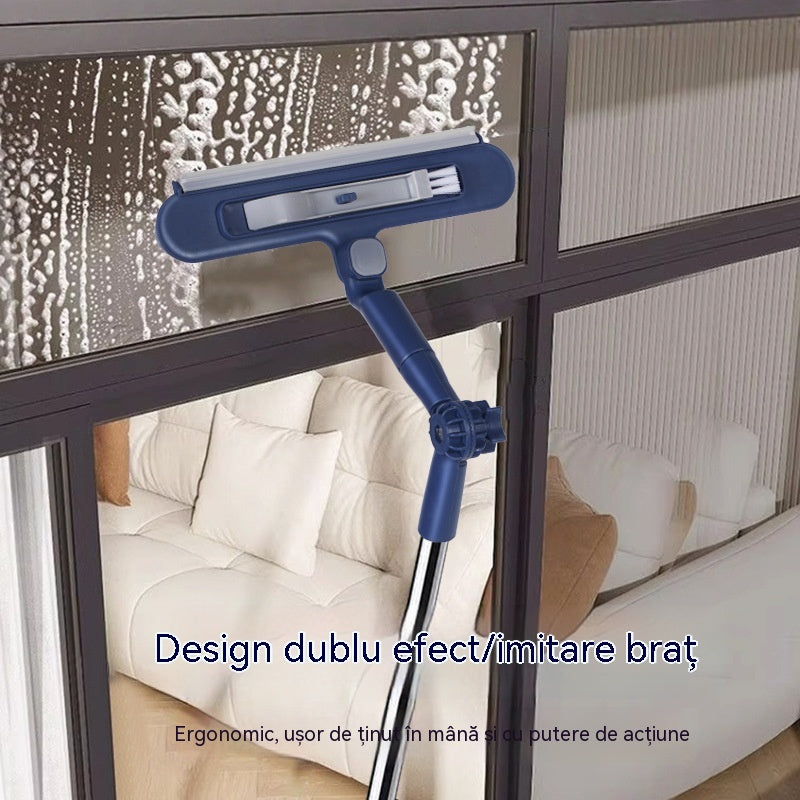 🧼✨ Acest aparat de curățat geamuri 2 în 1 cu două fețe are un mâner retractabil și este potrivit pentru curățarea geamurilor din clădirile înalte.