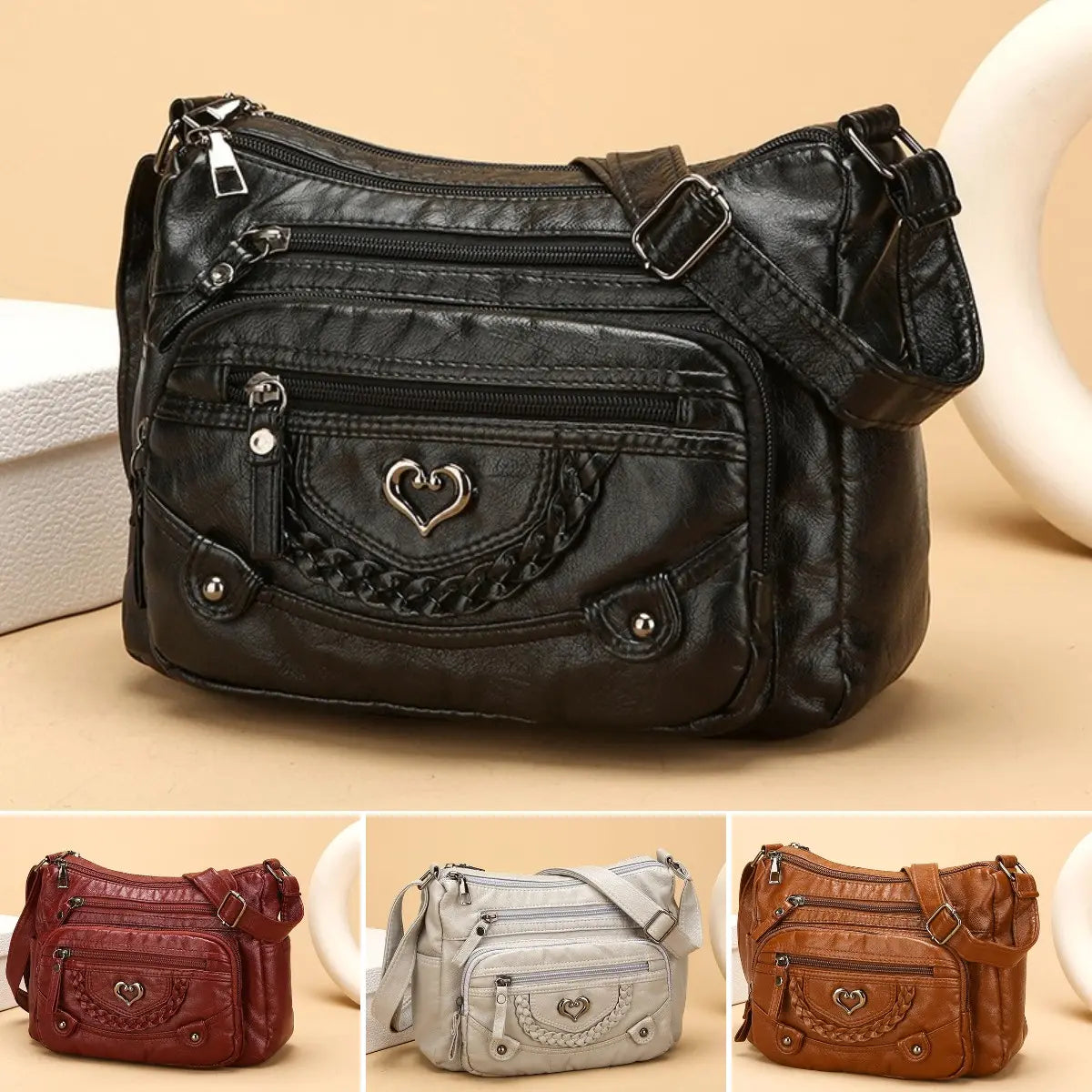 💐50% REDUCERE! 🎁Geantă crossbody moale din PU pentru femei – Buzunare multiple pentru o organizare perfectă 👜🔑