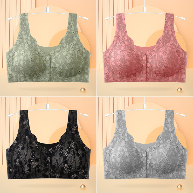 😇【Set de 4】🔥Sutien de damă cu nasturi în față, fără legături❤️【40-100】
