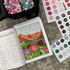 [1 Carte de colorat pentru numere + 24 Pixuri cu două capete] Colorat pentru relaxare: Carte de colorat pentru adulți pentru numere | Ameliorează stresul și anxietatea ✨