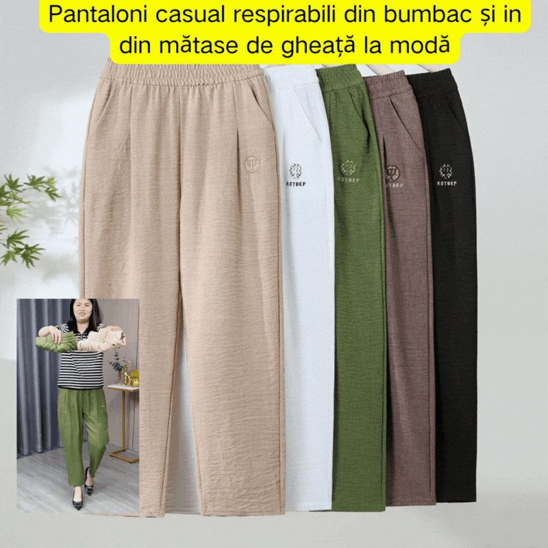 💟✨Pantaloni la modă, respirabili, casual, din bumbac și in, mătase rece【40-90 kg】
