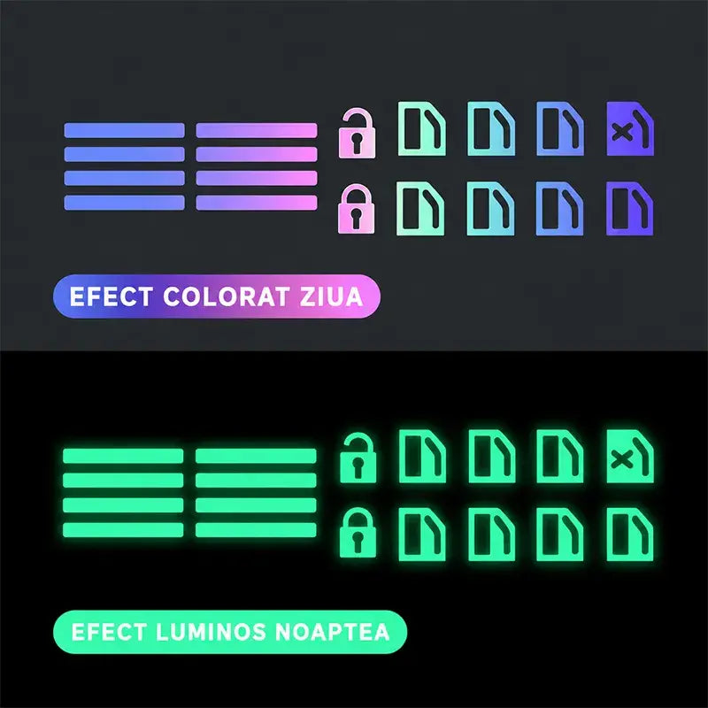 🚗💡✨Autocolante Fluorescente/Fotoluminiscente Universal pentru Butoane Auto – Vizibilitate Perfectă Noaptea, Instalare Rapidă și Fără Urme (Set 4 Piese / Pachet Combinat)