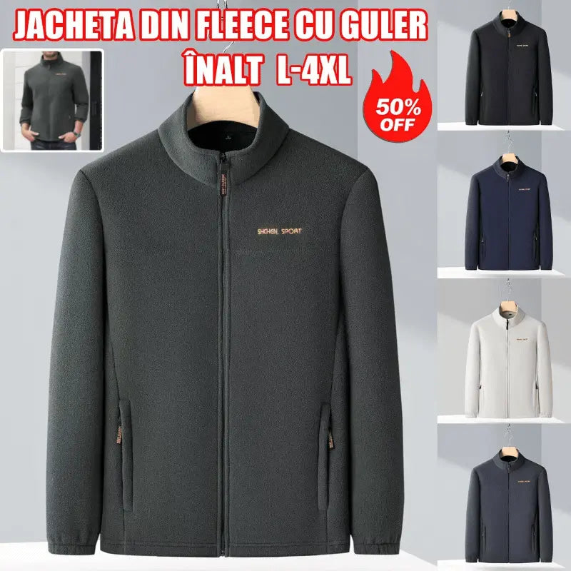 🧥🍂🔥Jachetă bărbătească din fleece polar de toamnă și iarnă, jachetă din fleece cu guler ridicat pentru bărbați tineri și de vârstă mijlocie