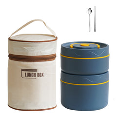 Cutie termică portabilă din inox 304 cu 2 niveluri (include geantă termică cadou)